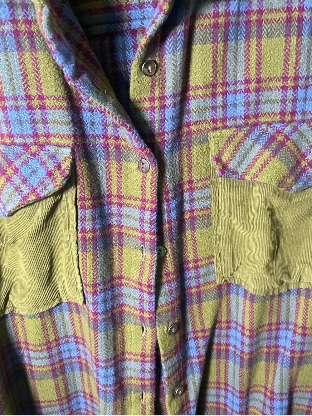 Peace Love World Plaid Button-Down Shirt Jacket- NWOT - Picture 3 of 11